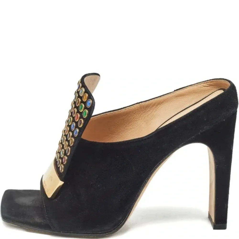 Vintage Sergio Rossi 
105mm Black Embellished Heeled
Women's Mules - Picture 3 of 8